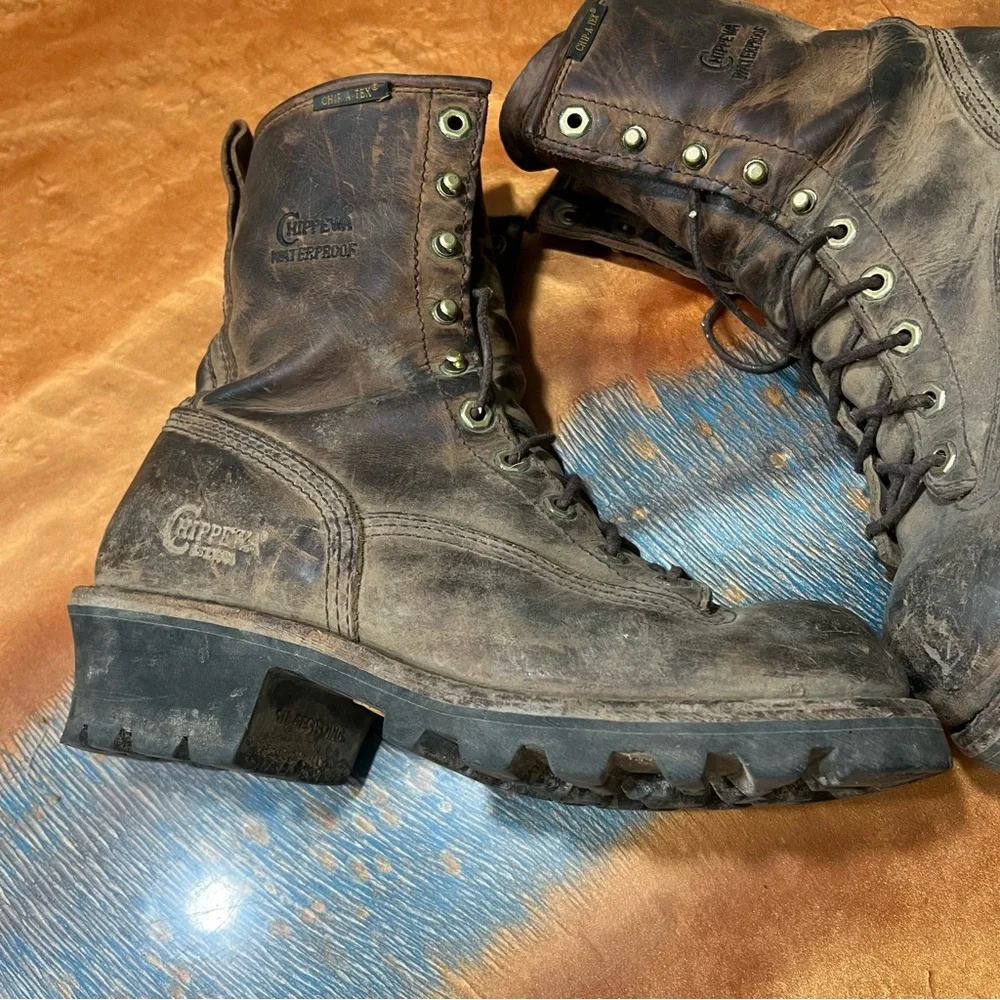 Chippewa Paladin 8”  Waterproof Logger Brown Boots Size 8.5 M 73100 Steel Toe